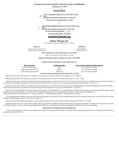 Thumbnail Kinder Morgan Annual Report 2019