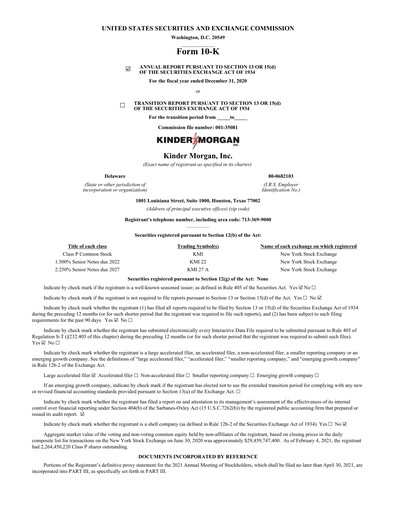 Thumbnail Kinder Morgan Annual Report 2020