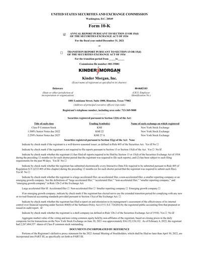 Thumbnail Kinder Morgan Annual Report 2021