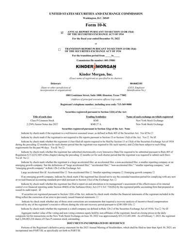 Thumbnail Kinder Morgan Annual Report 2022