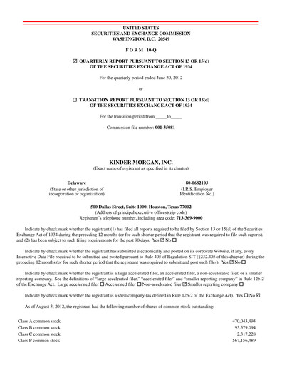 Thumbnail Kinder Morgan Quarterly Report 2012-q2
