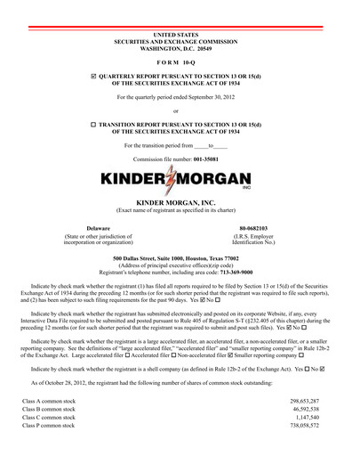 Thumbnail Kinder Morgan Quarterly Report 2012-q3