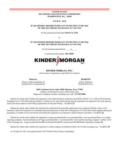 Thumbnail Kinder Morgan Quarterly Report 2013-q1