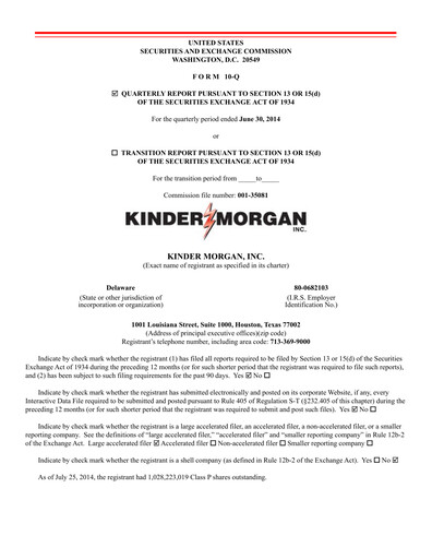 Thumbnail Kinder Morgan Quarterly Report 2014-q2