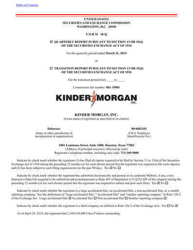 Thumbnail Kinder Morgan Quarterly Report 2015-q1