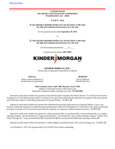Thumbnail Kinder Morgan Quarterly Report 2015-q3
