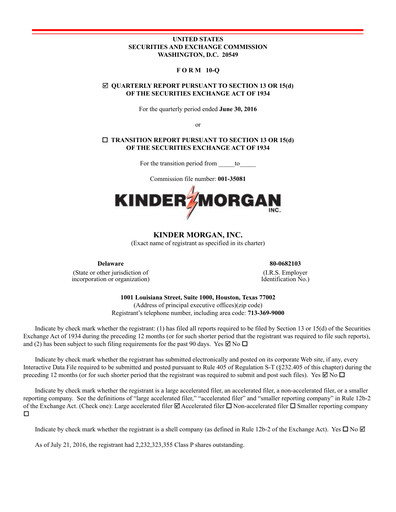 Thumbnail Kinder Morgan Quarterly Report 2016-q2