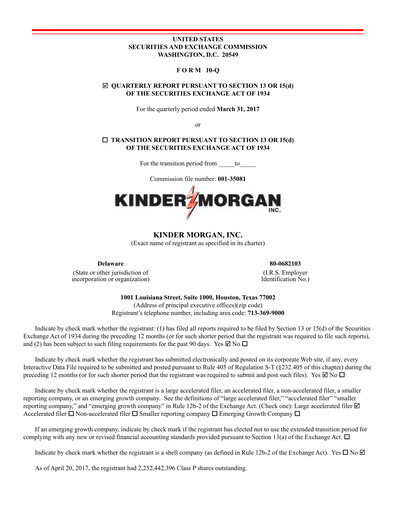 Thumbnail Kinder Morgan Quarterly Report 2017-q1