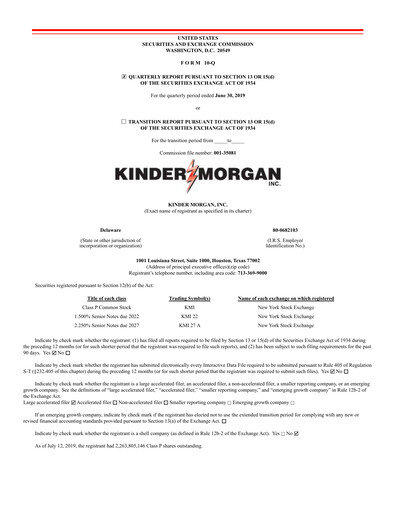 Thumbnail Kinder Morgan Quarterly Report 2019-q2
