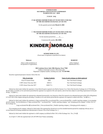 Thumbnail Kinder Morgan Quarterly Report 2020-q1