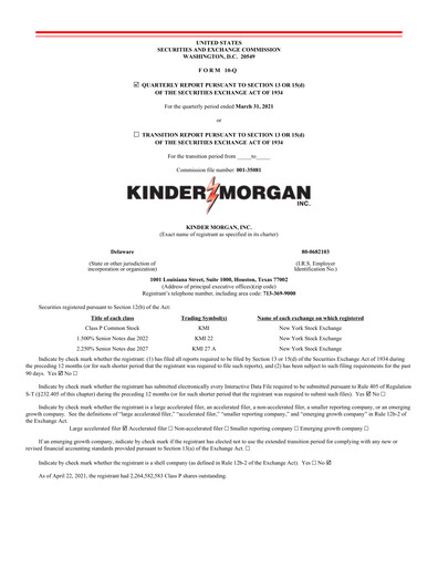 Thumbnail Kinder Morgan Quarterly Report 2021-q1