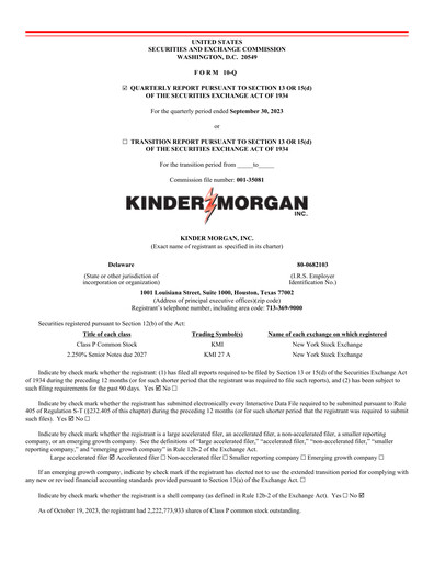 Thumbnail Kinder Morgan Quarterly Report 2023-q3