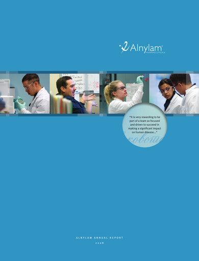 Thumbnail Alnylam Pharmaceuticals
 Annual Report 2008