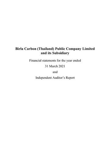 Thumbnail Birla Carbon (Thailand) Financial Statement fy2021
