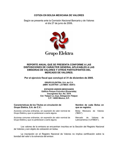 Thumbnail Grupo Elektra
 Annual Report 2005