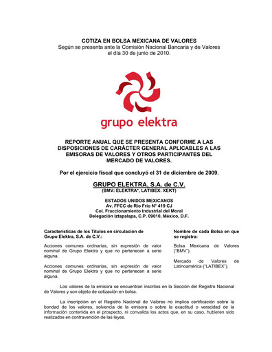 Thumbnail Grupo Elektra
 Annual Report 2009