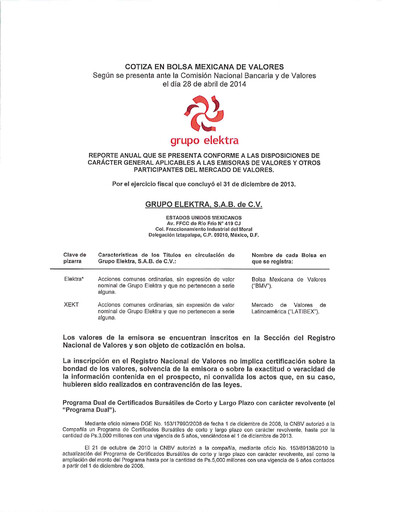 Thumbnail Grupo Elektra
 Annual Report 2013