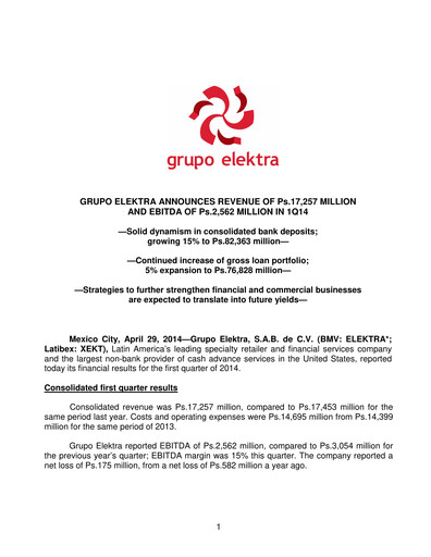 Thumbnail Grupo Elektra
 Quarterly Report 2014-q1