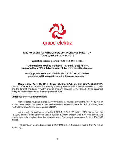 Thumbnail Grupo Elektra
 Quarterly Report 2015-q1