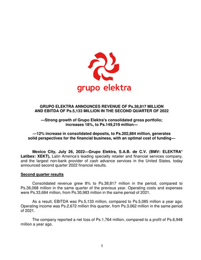 Thumbnail Grupo Elektra
 Quarterly Report 2022-q2