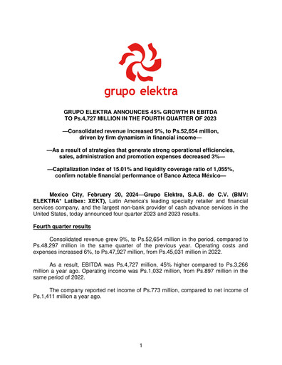 Thumbnail Grupo Elektra
 Quarterly Report 2023-q4