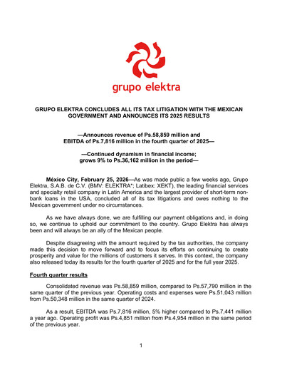 Thumbnail Grupo Elektra
 Quarterly Report 2025-q4