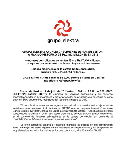 Thumbnail Grupo Elektra
 Quarterly Report 2012-q2
