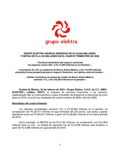 Thumbnail Grupo Elektra
 Quarterly Report 2020-q4