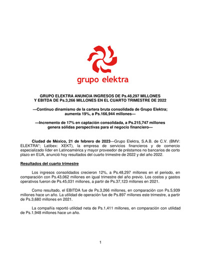 Thumbnail Grupo Elektra
 Quarterly Report 2022-q4