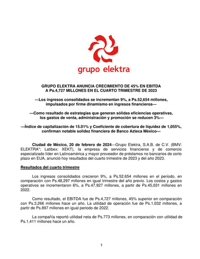 Thumbnail Grupo Elektra
 Quarterly Report 2023-q4