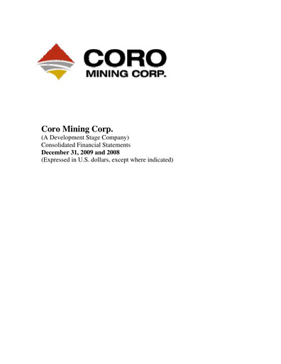 Thumbnail Marimaca Copper Financial Statement 2009