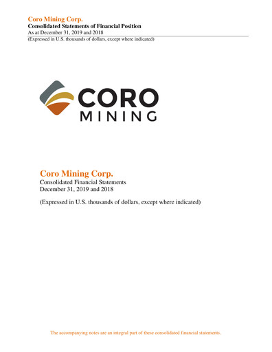 Thumbnail Marimaca Copper Financial Statement 2019