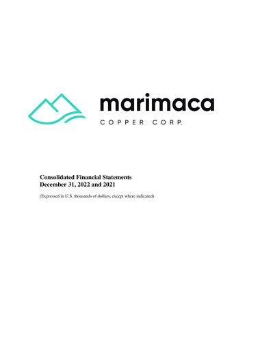 Thumbnail Marimaca Copper Financial Statement 2022