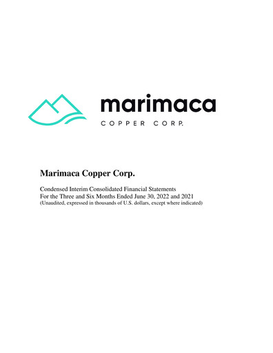Vorschaubild Marimaca Copper Quartalsbericht 2022-q2