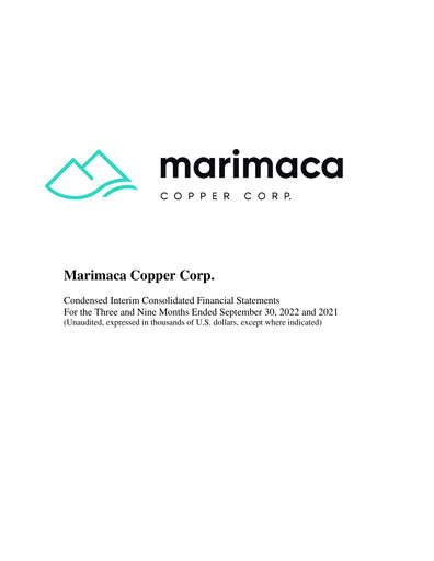 Vorschaubild Marimaca Copper Quartalsbericht 2022-q3