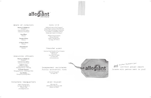 Vorschaubild Allegiant Travel Company Jahresbericht 2008