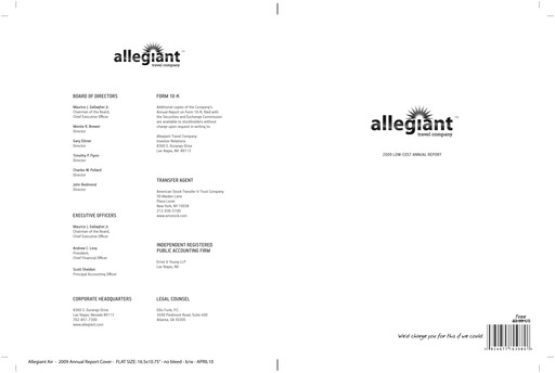 Vorschaubild Allegiant Travel Company Jahresbericht 2009