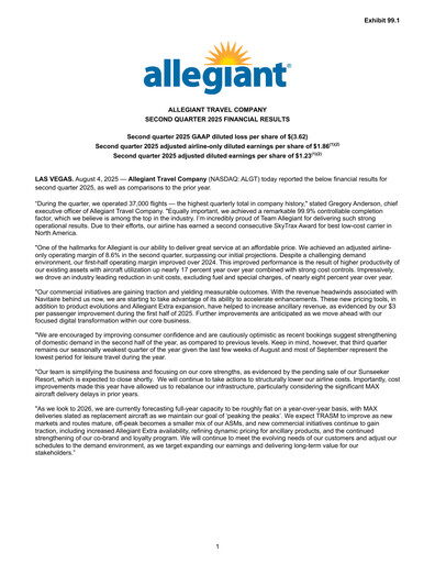 Vorschaubild Allegiant Travel Company Quartalsbericht 2025-q2