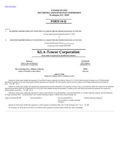 Thumbnail KLA Quarterly Report 2013-q4