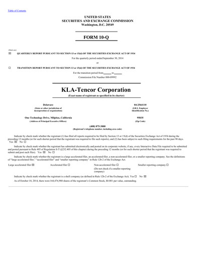 Thumbnail KLA Quarterly Report 2014-q3