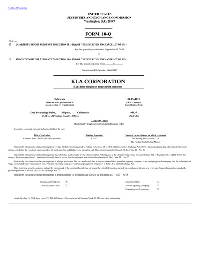 Thumbnail KLA Quarterly Report 2019-q3