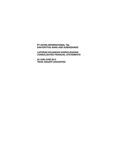 Thumbnail Astra International
 Half-year Report 2013-h1