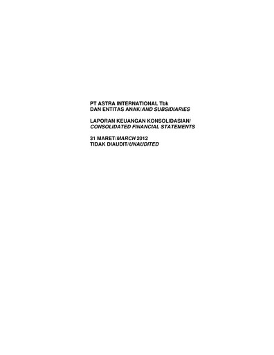 Thumbnail Astra International
 Quarterly Report 2012-q1