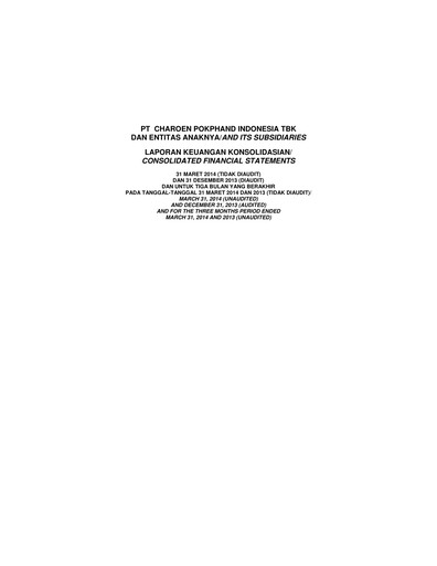 Miniature Charoen Pokphand Indonesia Rapport trimestriel 2014-q1