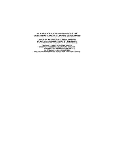 Miniature Charoen Pokphand Indonesia Rapport trimestriel 2015-q1