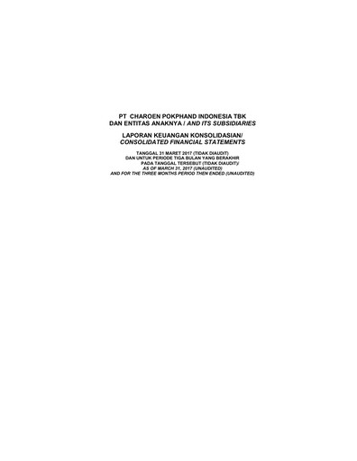 Miniature Charoen Pokphand Indonesia Rapport trimestriel 2017-q1