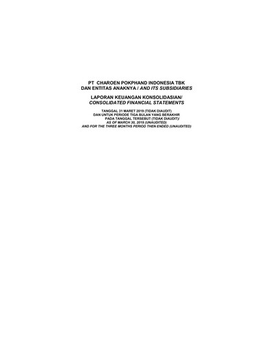 Miniature Charoen Pokphand Indonesia Rapport trimestriel 2019-q1