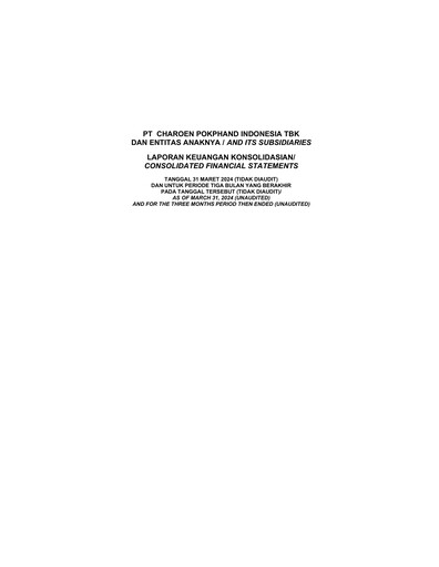 Miniature Charoen Pokphand Indonesia Rapport trimestriel 2024-q1