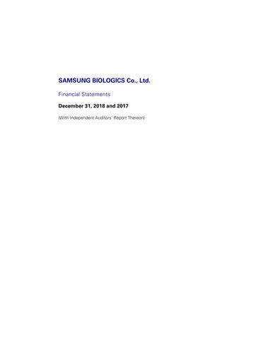Thumbnail Samsung Biologics
 Financial Statement 2018