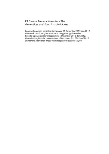 Miniature Sarana Menara Nusantara
 Bilan financier 2013